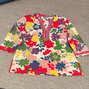 Boden Blue and Red Floral Top